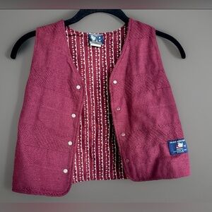 Jean Bourget Paris Sleeveless Snap Button Closure Cotton Burgundy Vest Lined 6